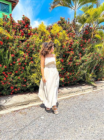 VESTIDO CLARICE- ITÁLIA-CRU - VISCOSE 70% LINHO 30%