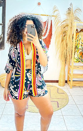 KIMONO  - COLEÇÃO RESORTS -TUCANO - VISCOSE PRÉ LAVADO