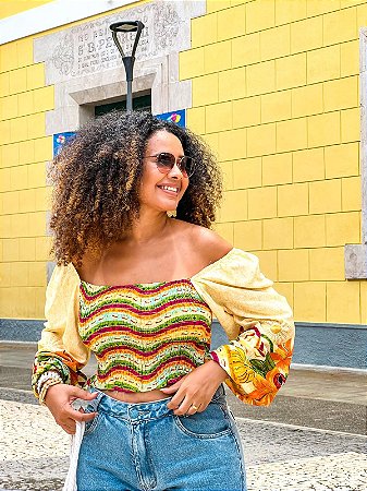 CROPPED LASTEX - SALVADOR E SEUS ENCANTOS -VISCOSE PRÉ LAVADO
