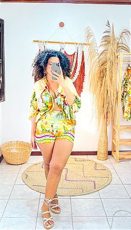 SHORT NATÁLIA-SARJA- SALVADOR E SEUS ENCANTOS -VISCOSE PRÉ LAVADO