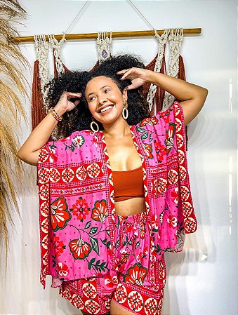 CONJUNTO LETÍCIA- ESTAÇÕES-ROSA-VISCOSE PRÉ LAVADO ,GRAMADURA 140