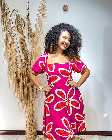 VESTIDO PRINCESA - ESTAÇÕES-ROSA -VISCOSE PRÉ LAVADO ,GRAMADURA 140
