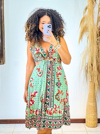 VESTIDO KIARA - ESTAÇÕES-VERDE-VISCOSE PRÉ LAVADO ,GRAMADURA 140