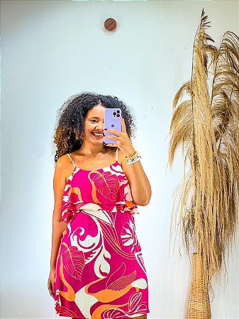 VESTIDO CARLA- ESTAÇÕES-ROSA-VISCOSE PRÉ LAVADO ,GRAMADURA 140