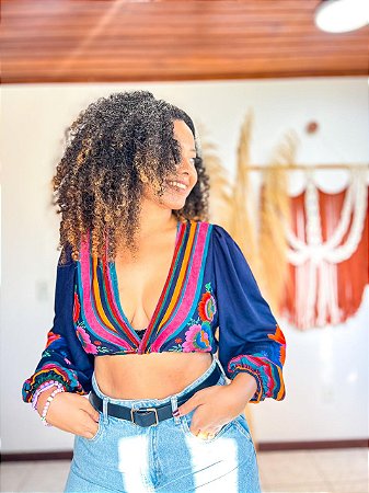 CROPPED GABRIELA - ESTAÇÕES - FLORES-VISCOSE PRÉ LAVADO