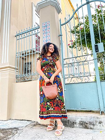 VESTIDO CLARA - FLOR DO SERTÃO-VISCOSE PRÉ LAVADO
