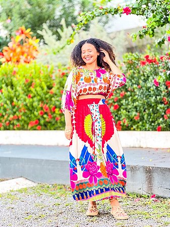 CONJUNTO AMALIA - BOHO -COR PREDOMINANTE- BRANCO- VISCOSE PRÉ LAVADO