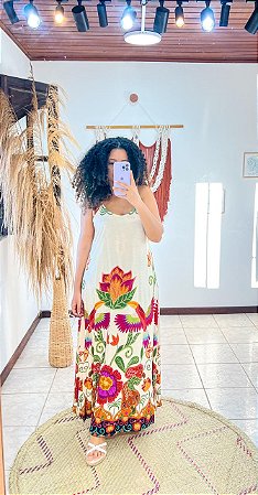 VESTIDO LAURA - BOHO - BRANCO -VISCOSE PRÉ LAVADO