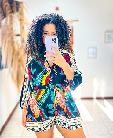 MACAQUINHO LIDIA - ESTAÇÕES-AZUL-VISCOSE PRÉ LAVADO ,GRAMADURA 140