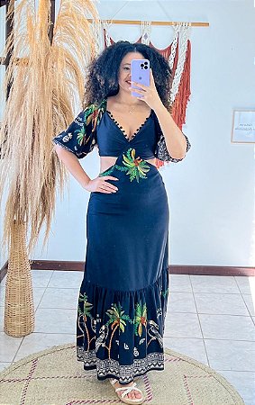 VESTIDO SOL- PÔR DO SOL -PRETO-VISCOSE PRÉ LAVADO