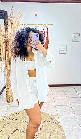CONJUNTO DANDARA - PRIMAVERA VERÃO -BRANCO -VISCOSE PRÉ LAVADO ,GRAMADURA 140