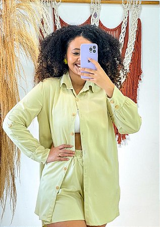 CONJUNTO DANDARA - PRIMAVERA VERÃO -VERDE -VISCOSE PRÉ LAVADO ,GRAMADURA 140