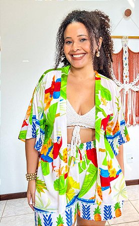 CONJUNTO LETÍCIA - PRIMAVERA VERÃO -COLORIDO-VISCOSE PRÉ LAVADO ,GRAMADURA 140