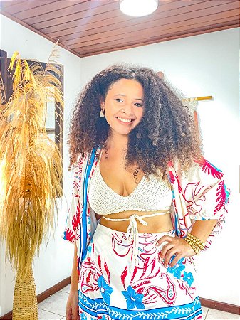 CONJUNTO AMORA- PRIMAVERA VERÃO -AZUL -VISCOSE PRÉ LAVADO ,GRAMADURA 140
