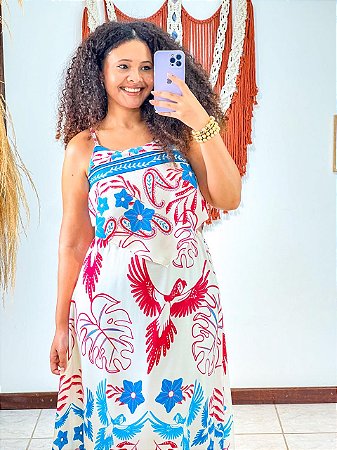 VESTIDO ISADORA - PRIMAVERA VERÃO -AZUL-VISCOSE PRÉ LAVADO ,GRAMADURA 140