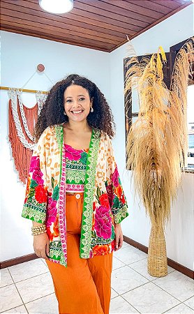 CONJUNTO KIMONO LÍDIA - PRIMAVERA VERÃO -COLORIDO- VISCOLINHO