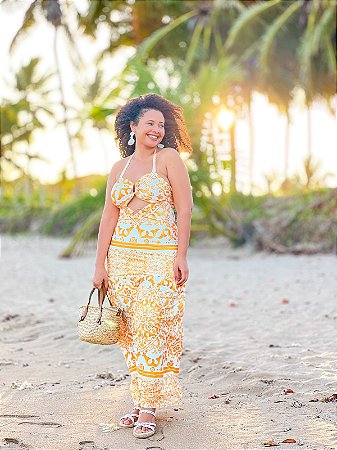 VESTIDO VITÓRIA- ALÇA- AMARELO - FLUITY POLIAMIDA