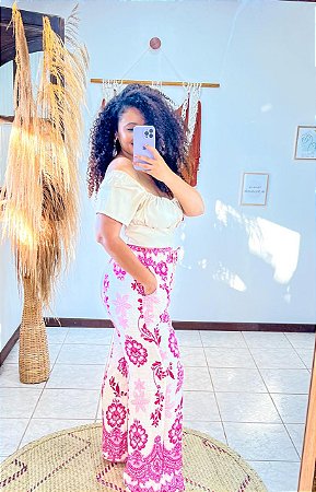 CALÇA PANTALONA AMORA -G- SOL DE VERÃO  -ROSA - VISCOLINHO