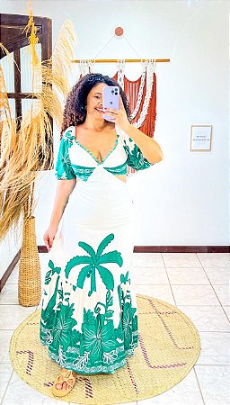 VESTIDO SOL - SOL DE VERÃO-VERDE- VISCOSE PRÉ LAVADO