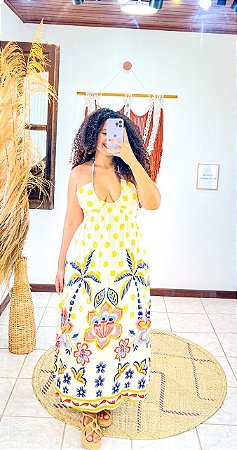 VESTIDO EMÍLIA ALCINHA - AMARELO- SOL DE VERÃO - VISCOSE PRÉ LAVADA
