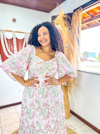 VESTIDO PRINCESA -LAISE - SOL DE VERÃO -COLORIDO-LAISE BORDADO