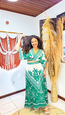 SAIA ÁGATA - SOL DE VERÃO-VERDE - VISCOSE PRÉ LAVADO