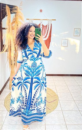 VESTIDO CAMILA BORDADO- G-PRAIA URBANA-AZUL -VISCOSE PRÉ LAVADO ,GRAMADURA 260