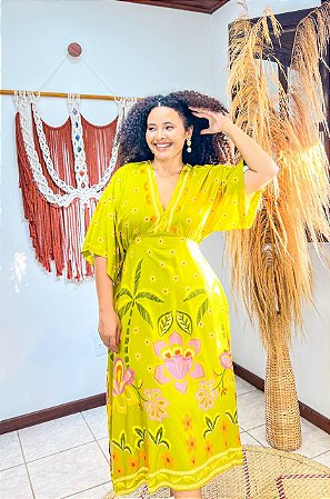 VESTIDO EMÍLIA - VERDE- SOL DE VERÃO - VISCOSE PRÉ LAVADA