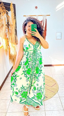 VESTIDO VERÃO - M-PRAIA URBANA-VERDE -VISCOSE PRÉ LAVADO ,GRAMADURA 260