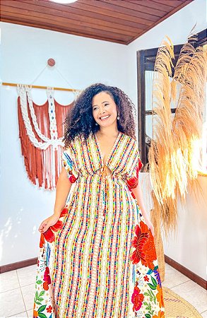 VESTIDO MORCEGO- PRAIA URBANA - COLORIDO- VISCOSE PRÉ LAVADA