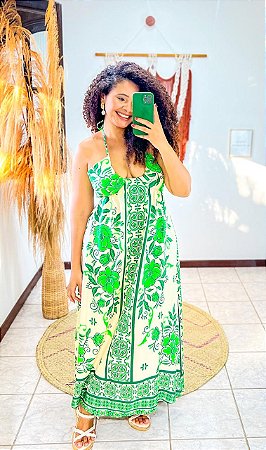 VESTIDO MAITÊ - G-PRAIA URBANA-VERDE -VISCOSE PRÉ LAVADO ,GRAMADURA 260