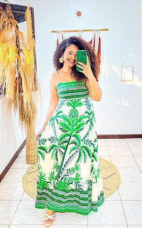 VESTIDO CARLEANE- G-PRAIA URBANA-VERDE -VISCOSE PRÉ LAVADO ,GRAMADURA 260