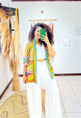 CALÇA PANTALONA  -G- SOL DE VERÃO -BRANCO OFF -ALFAIATARIA