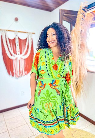 VESTIDO ÁGATHA -G -CURTO -VERDE - SOL DE VERÃO - VISCOSE PRÉ LAVADA