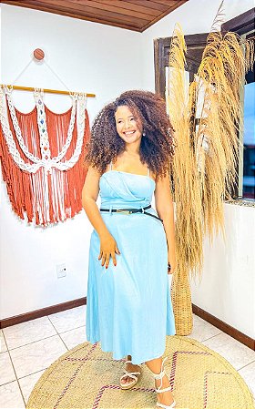 CONJUNTO  ORQUÍDEA - SOL DE VERÃO- M-AZUL-LINHO