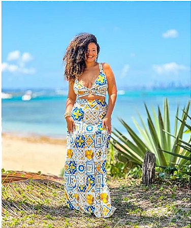 CONJUNTO LUZ- PRIMAVERA VERÃO - AMARELO -FLUITY POLIAMIDA