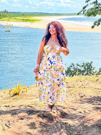 VESTIDO EMÍLIA ALCINHA - G- AMARELO - OUTONO- VISCOSE PRÉ LAVADA