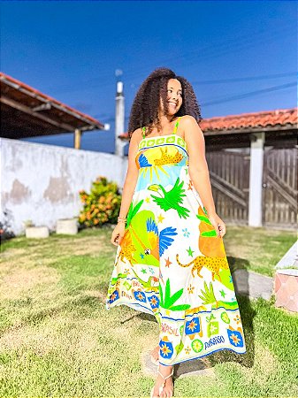 VESTIDO CARLEANE- M- COLORIDO- OUTONO- VISCOSE PRÉ LAVADA