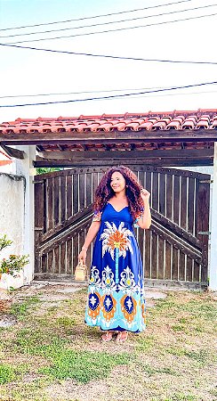 VESTIDO ESTER - AZUL- OUTONO- VISCOSE PRÉ LAVADA