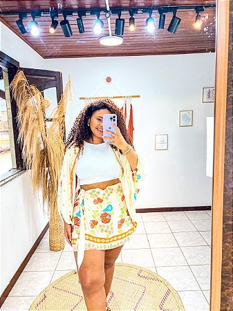 CONJUNTO AMORA - FLOR DE OUTONO - LARANJA -VISCOSE PRÉ LAVADO ,GRAMADURA 140