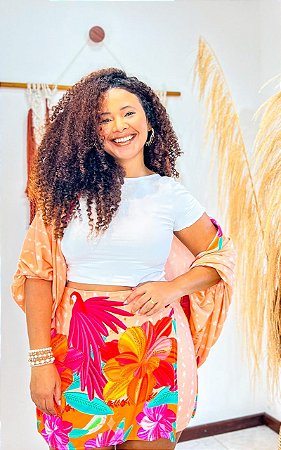 CONJUNTO AMORA - FLOR DE OUTONO - SALMÃO-VISCOSE PRÉ LAVADO ,GRAMADURA 140