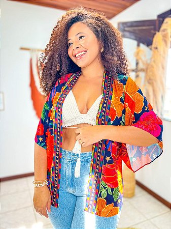 KIMONO  - PRAIA URBANA -COLORIDO - VISCOSE PRÉ LAVADO