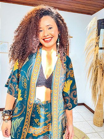 KIMONO  -SOL  -AZUL- VISCOSE PRÉ LAVADO