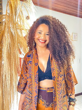 KIMONO  -SOL  -MARROM - VISCOSE PRÉ LAVADO