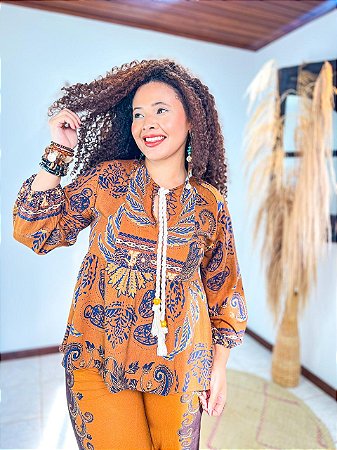 BATINHA ÍRIS -SOL - MARROM- VISCOSE PRÉ LAVADO