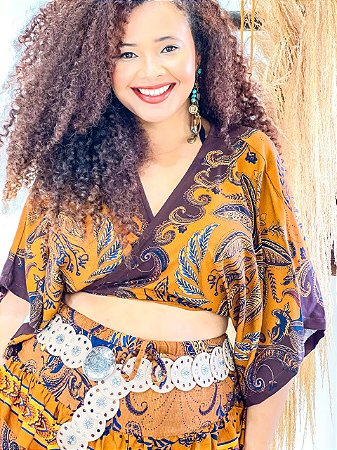 CROPPED MORCEGO - MARROM- VISCOSE PRÉ LAVADO