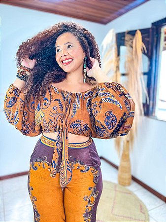 BLUSA NANDA-SOL - MARROM- VISCOSE PRÉ LAVADO
