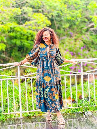 VESTIDO LORENA -SOL -AZUL - VISCOSE PRÉ LAVADO