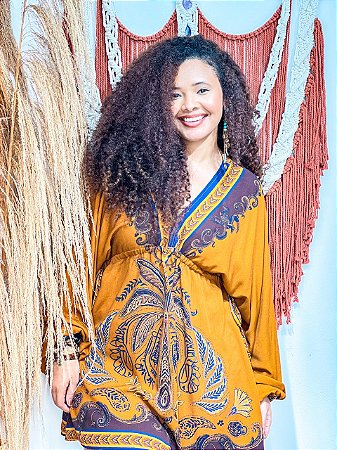 VESTIDO CECÍLIA- SOL-MARROM- VISCOSE PRÉ LAVADO