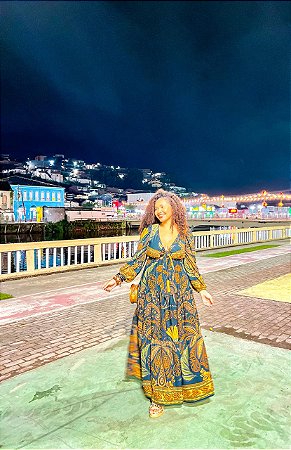 VESTIDO LUIZA -SOL -AZUL - VISCOSE PRÉ LAVADO